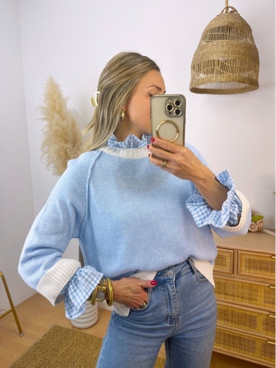 Conjunto Cuello y Puño Azul