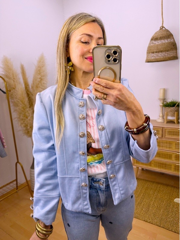 Chaqueta Botones Azul