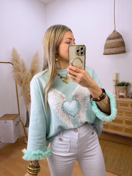 Sudadera Angel Verde Agua
