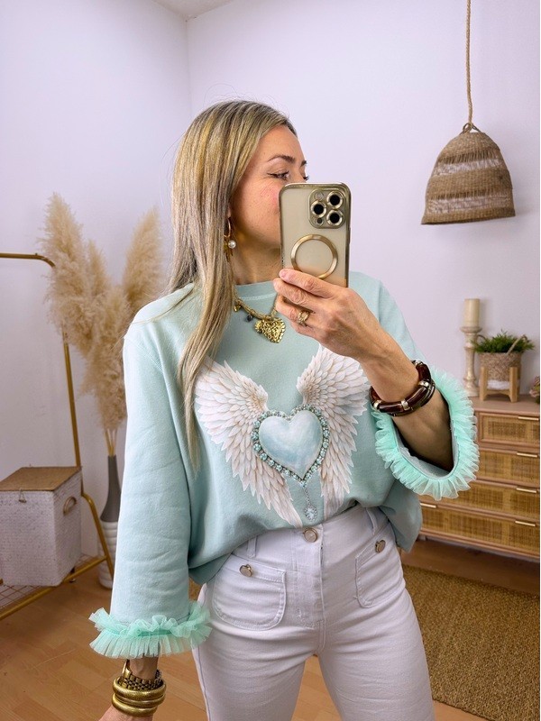 Sudadera Angel Verde Agua