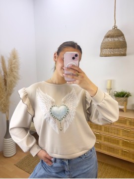 Sudadera Volante Beige