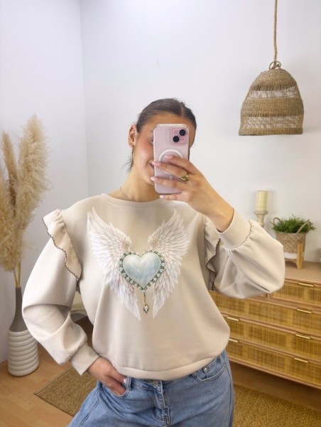 Sudadera Volante Beige