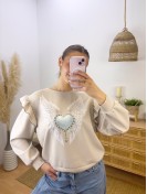 Sudadera Volante Beige
