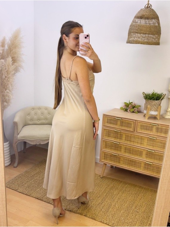 Vestido Lencero Alas Beige