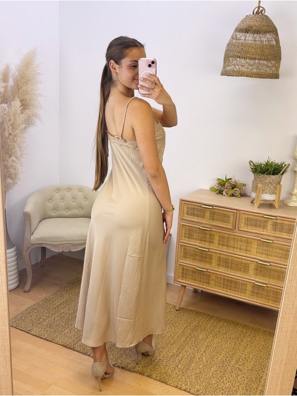 Vestido Lencero Alas Beige
