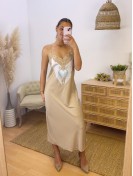 Vestido Lencero Alas Beige