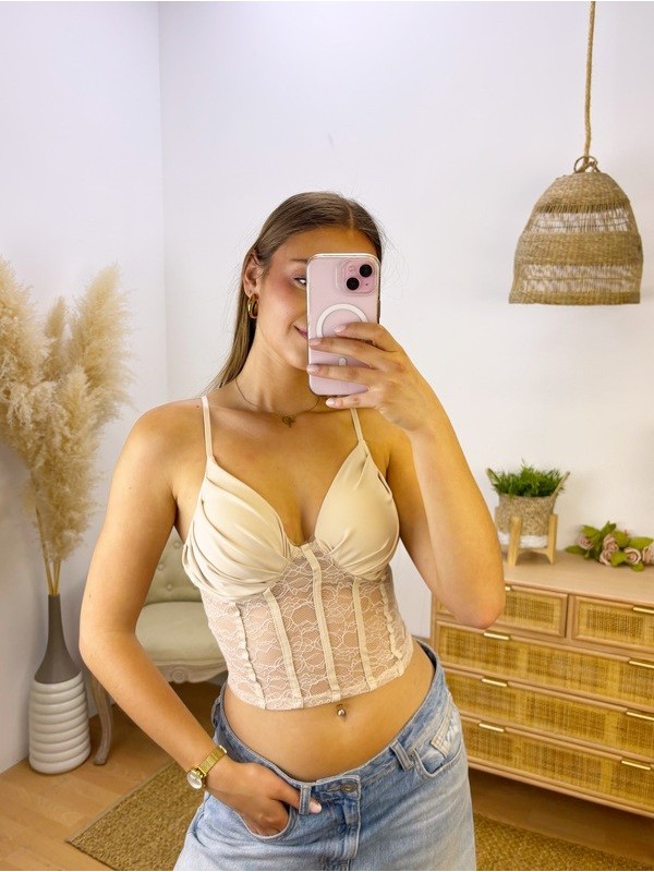 Corsé Encaje Beige