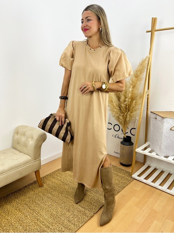 Vestido Aros camel