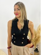 Top Botones negro