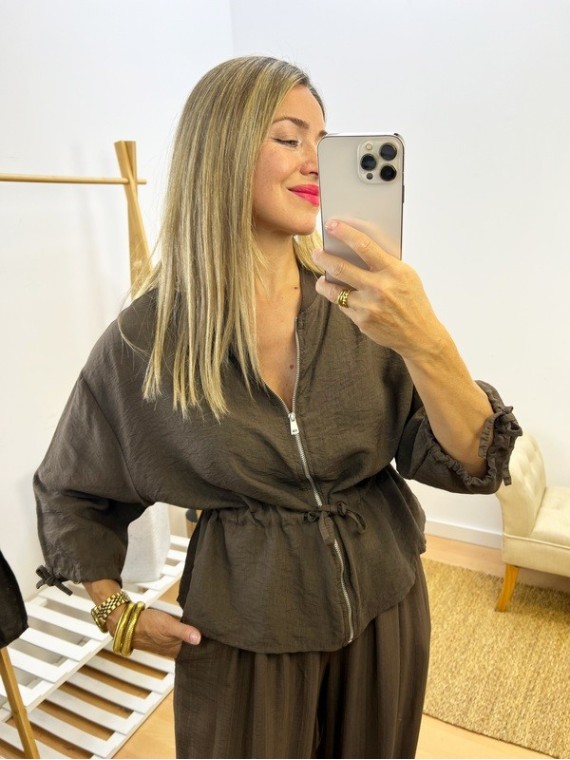Bomber Larga marrón