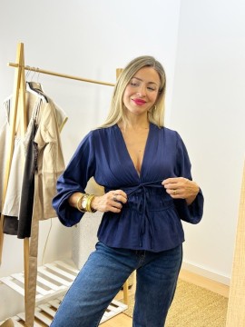 Camisa Fruncida marino