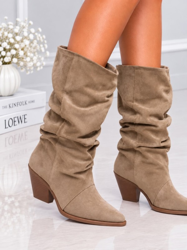 Bota Beige Fruncida