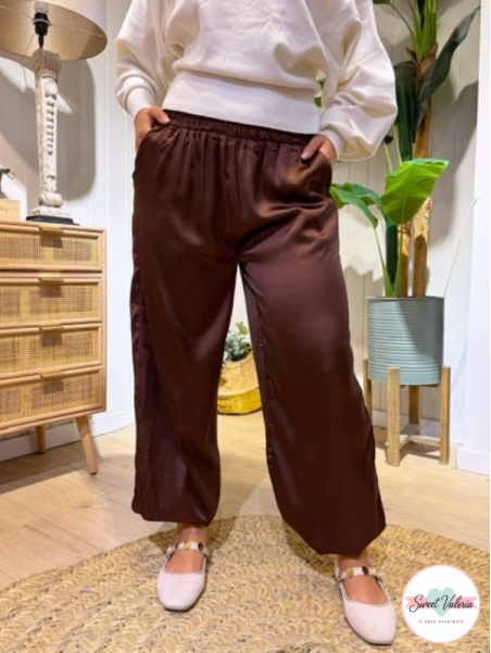 Pantalón Satinado Marrón