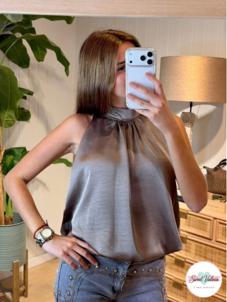 Top Halter Satén Topo