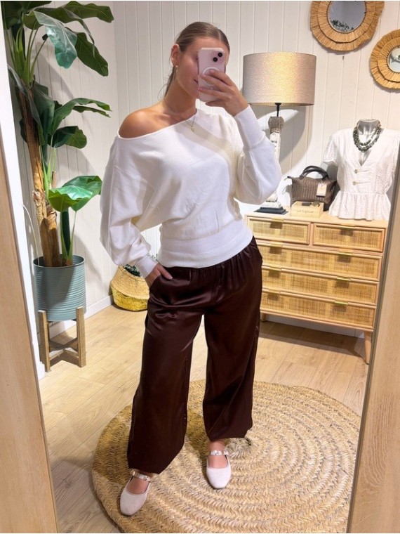 Pantalón Satinado Marrón