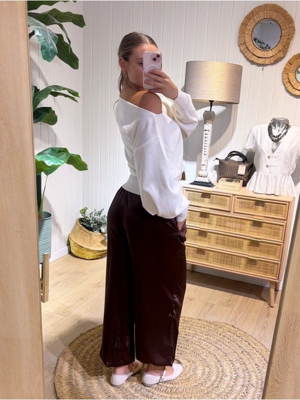 Pantalón Satinado Marrón