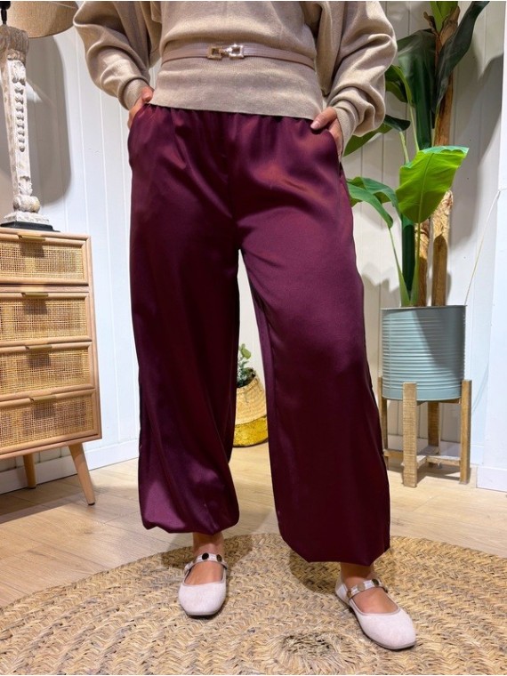 Pantalón Satinado Granate