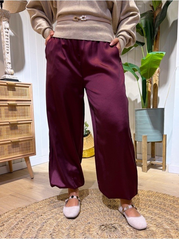 Pantalón Satinado Granate