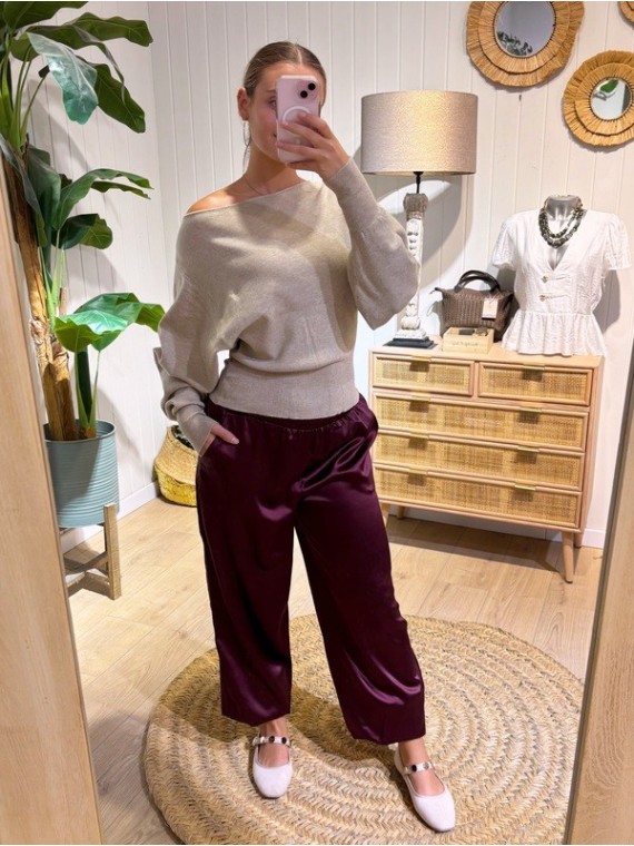 Pantalón Satinado Granate