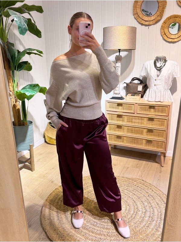 Pantalón Satinado Granate
