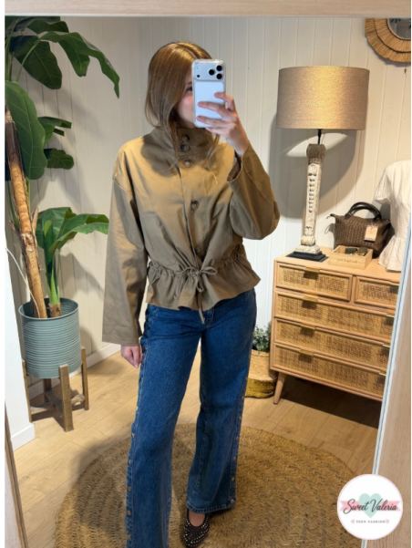 Chaqueta Fruncida Beige