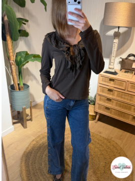 Blusa Volantes Marrón