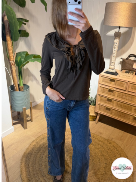 Blusa Volantes Marrón