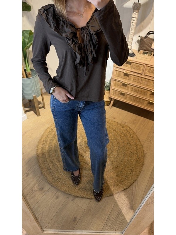 Blusa Volantes Marrón