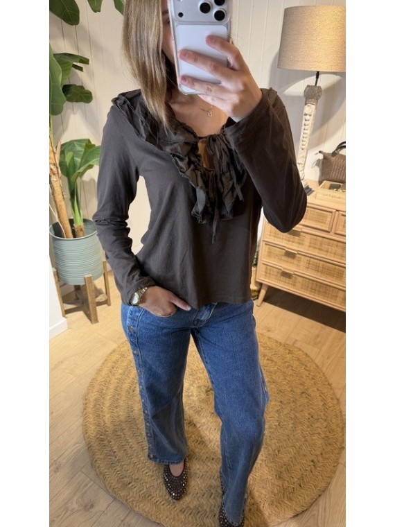 Blusa Volantes Marrón