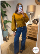 Blusa Abullonada Ocre