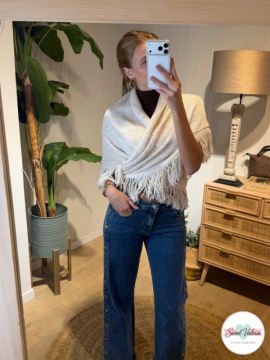 Poncho Flecos Beige