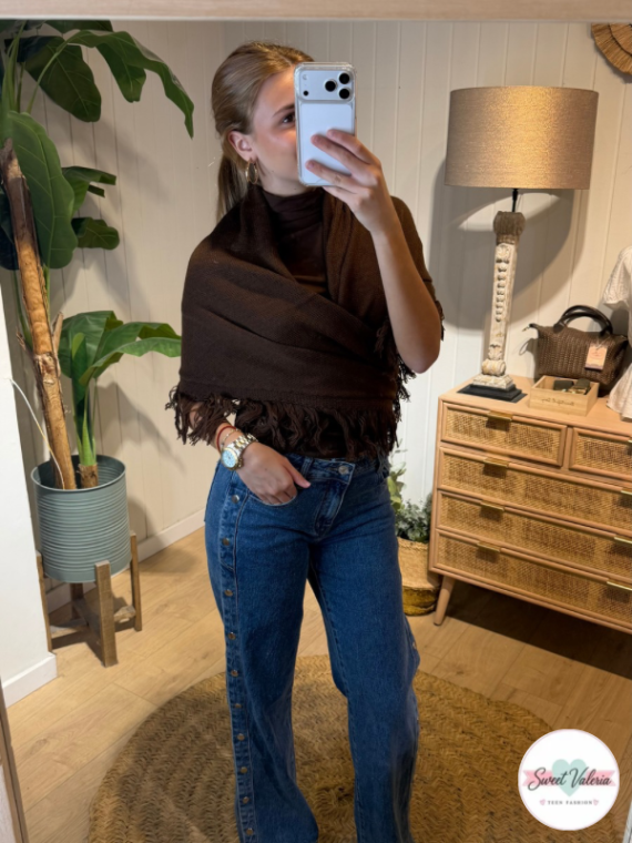 Poncho Flecos Marrón