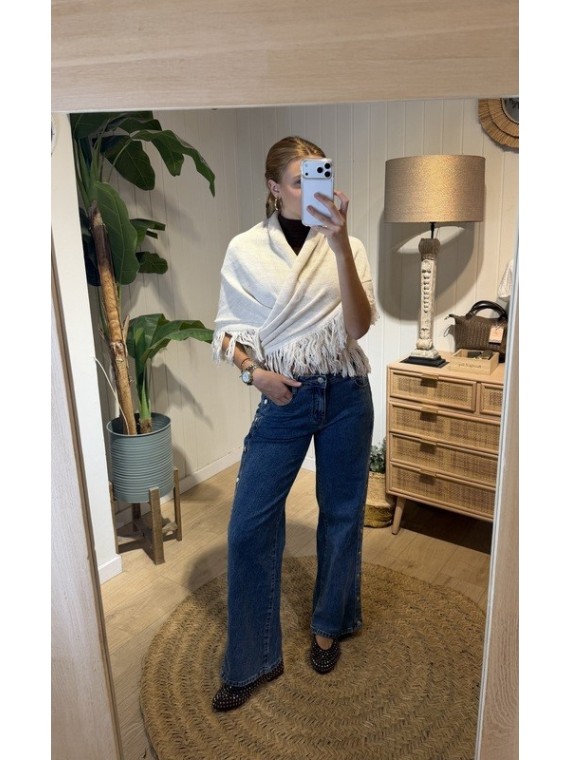 Poncho Flecos Beige