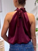 Top Satinado Lazo Granate