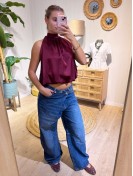 Top Satinado Lazo Granate