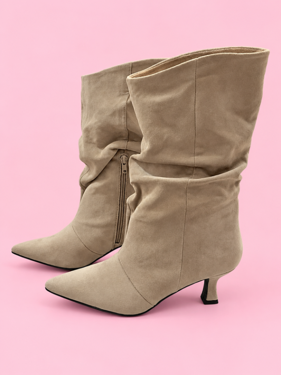 Bota Fruncida Beige