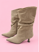 Bota Fruncida Beige